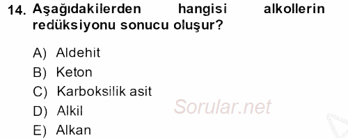 Hücre Kimyası 2014 - 2015 Dönem Sonu Sınavı 14.Soru