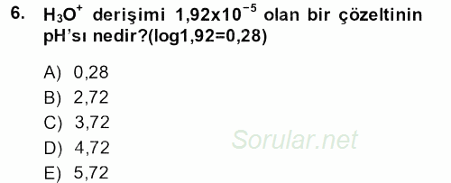 Hücre Kimyası 2014 - 2015 Dönem Sonu Sınavı 6.Soru