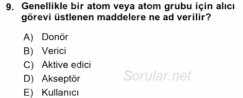 Temel Veteriner Biyokimya 2015 - 2016 Dönem Sonu Sınavı 9.Soru