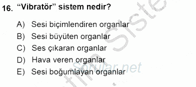 Okulöncesinde Müzik Eğitimi 1 2014 - 2015 Ara Sınavı 16.Soru