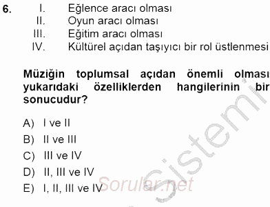 Okulöncesinde Müzik Eğitimi 1 2014 - 2015 Ara Sınavı 6.Soru