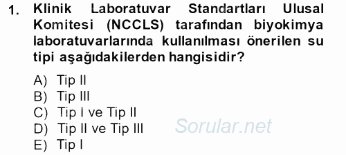 Veteriner Laboratuvar Teknikleri ve Prensipleri 2013 - 2014 Tek Ders Sınavı 1.Soru