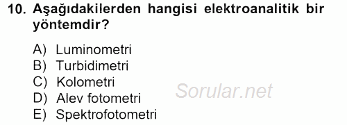 Veteriner Laboratuvar Teknikleri ve Prensipleri 2013 - 2014 Tek Ders Sınavı 10.Soru