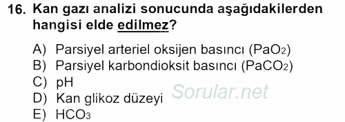 Veteriner Laboratuvar Teknikleri ve Prensipleri 2013 - 2014 Tek Ders Sınavı 16.Soru