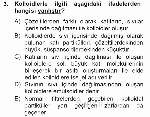 Veteriner Laboratuvar Teknikleri ve Prensipleri 2013 - 2014 Tek Ders Sınavı 3.Soru