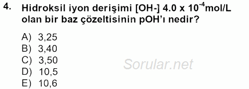 Veteriner Laboratuvar Teknikleri ve Prensipleri 2013 - 2014 Tek Ders Sınavı 4.Soru