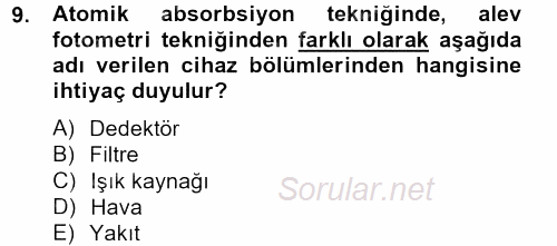 Veteriner Laboratuvar Teknikleri ve Prensipleri 2013 - 2014 Tek Ders Sınavı 9.Soru