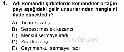 Özel Vergi Hukuku 1 2012 - 2013 Ara Sınavı 1.Soru