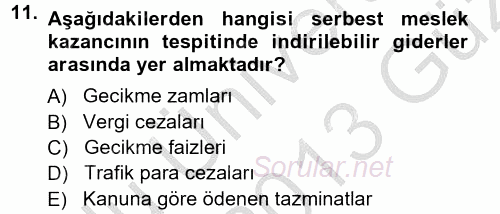 Özel Vergi Hukuku 1 2012 - 2013 Ara Sınavı 11.Soru