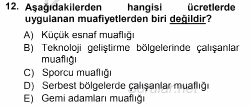 Özel Vergi Hukuku 1 2012 - 2013 Ara Sınavı 12.Soru