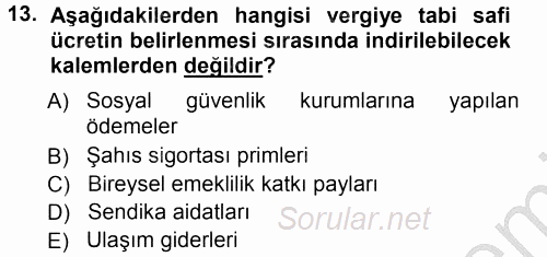 Özel Vergi Hukuku 1 2012 - 2013 Ara Sınavı 13.Soru