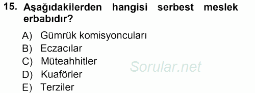 Özel Vergi Hukuku 1 2012 - 2013 Ara Sınavı 15.Soru