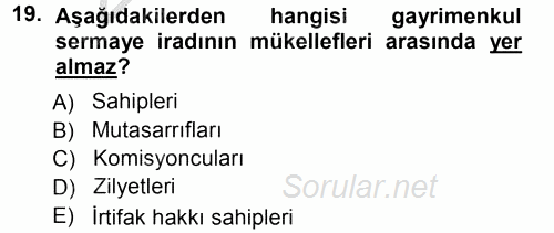 Özel Vergi Hukuku 1 2012 - 2013 Ara Sınavı 19.Soru