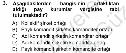 Özel Vergi Hukuku 1 2012 - 2013 Ara Sınavı 3.Soru