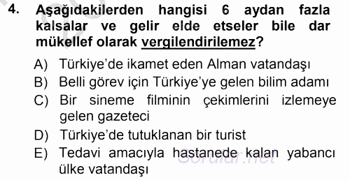 Özel Vergi Hukuku 1 2012 - 2013 Ara Sınavı 4.Soru