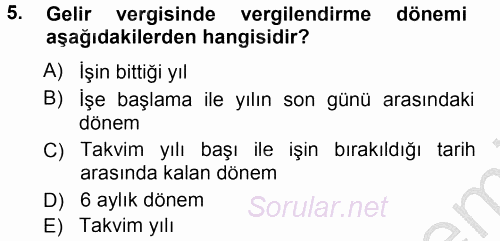 Özel Vergi Hukuku 1 2012 - 2013 Ara Sınavı 5.Soru