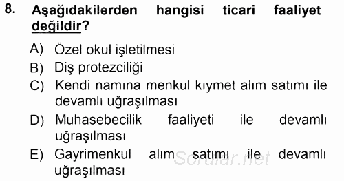 Özel Vergi Hukuku 1 2012 - 2013 Ara Sınavı 8.Soru