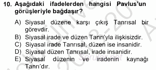 Siyasi Düşünceler Tarihi 2013 - 2014 Ara Sınavı 10.Soru