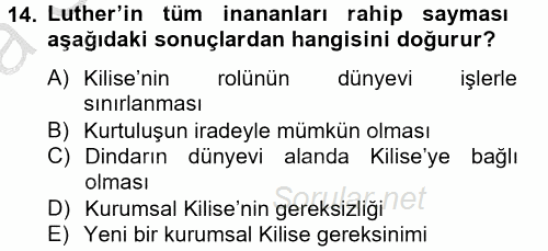 Siyasi Düşünceler Tarihi 2013 - 2014 Ara Sınavı 14.Soru