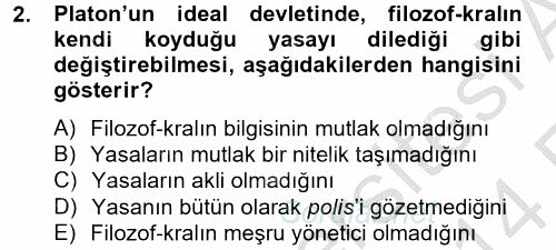 Siyasi Düşünceler Tarihi 2013 - 2014 Ara Sınavı 2.Soru