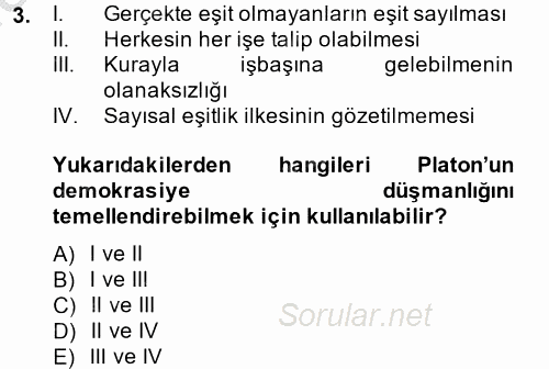 Siyasi Düşünceler Tarihi 2013 - 2014 Ara Sınavı 3.Soru