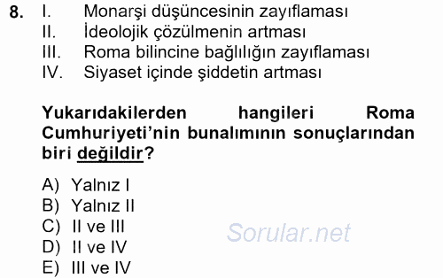 Siyasi Düşünceler Tarihi 2013 - 2014 Ara Sınavı 8.Soru