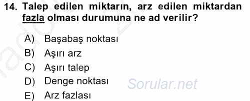 Turizm Ekonomisi 2016 - 2017 Ara Sınavı 14.Soru