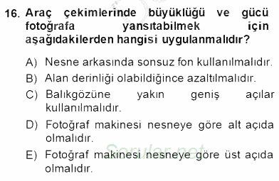 Fotoğrafın Kullanım Alanları 2014 - 2015 Dönem Sonu Sınavı 16.Soru