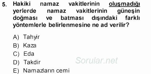 Günümüz Fıkıh Problemleri 2013 - 2014 Ara Sınavı 5.Soru