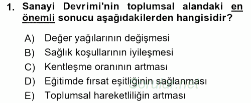 Sosyal Sorunlar 2015 - 2016 Tek Ders Sınavı 1.Soru