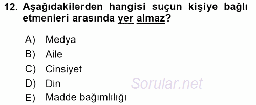 Sosyal Sorunlar 2015 - 2016 Tek Ders Sınavı 12.Soru