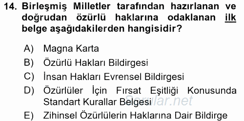 Sosyal Sorunlar 2015 - 2016 Tek Ders Sınavı 14.Soru