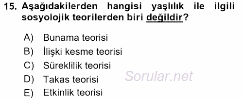 Sosyal Sorunlar 2015 - 2016 Tek Ders Sınavı 15.Soru
