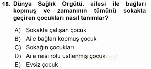 Sosyal Sorunlar 2015 - 2016 Tek Ders Sınavı 18.Soru