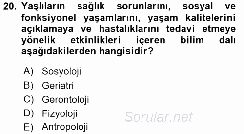 Sosyal Sorunlar 2015 - 2016 Tek Ders Sınavı 20.Soru