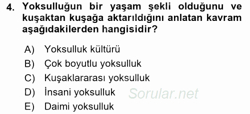 Sosyal Sorunlar 2015 - 2016 Tek Ders Sınavı 4.Soru
