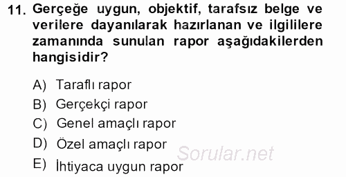 Lojistik Maliyetleri ve Raporlama 2 2013 - 2014 Dönem Sonu Sınavı 11.Soru