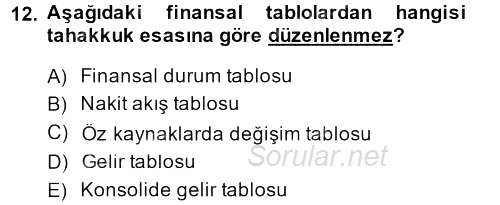 Lojistik Maliyetleri ve Raporlama 2 2013 - 2014 Dönem Sonu Sınavı 12.Soru
