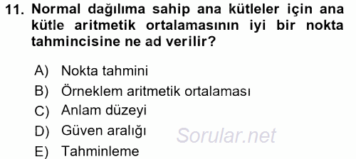 İşletme Analitiği 2017 - 2018 Dönem Sonu Sınavı 11.Soru
