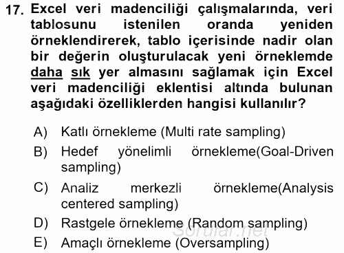 İşletme Analitiği 2017 - 2018 Dönem Sonu Sınavı 17.Soru