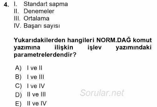İşletme Analitiği 2017 - 2018 Dönem Sonu Sınavı 4.Soru