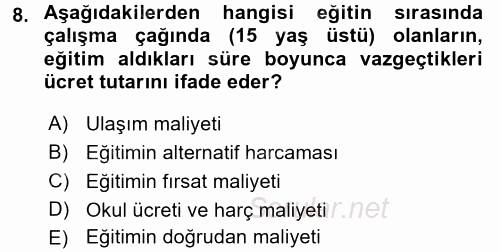 Bilgi Ekonomisi 2017 - 2018 3 Ders Sınavı 8.Soru