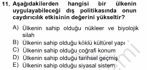 Diş Politika Analizi 2012 - 2013 Dönem Sonu Sınavı 11.Soru