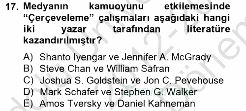 Diş Politika Analizi 2012 - 2013 Dönem Sonu Sınavı 17.Soru