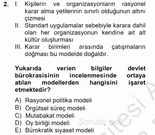 Diş Politika Analizi 2012 - 2013 Dönem Sonu Sınavı 2.Soru