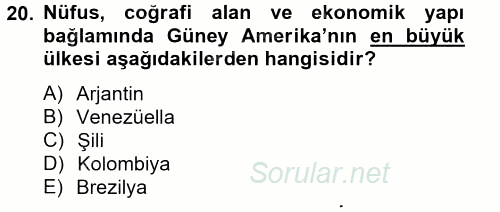 Diş Politika Analizi 2012 - 2013 Dönem Sonu Sınavı 20.Soru