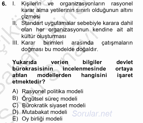 Diş Politika Analizi 2012 - 2013 Dönem Sonu Sınavı 6.Soru