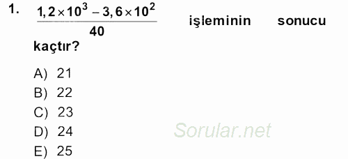 Genel Matematik 2014 - 2015 Ara Sınavı 1.Soru