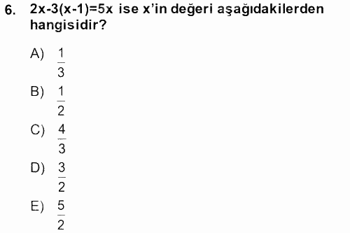 Genel Matematik 2014 - 2015 Ara Sınavı 6.Soru