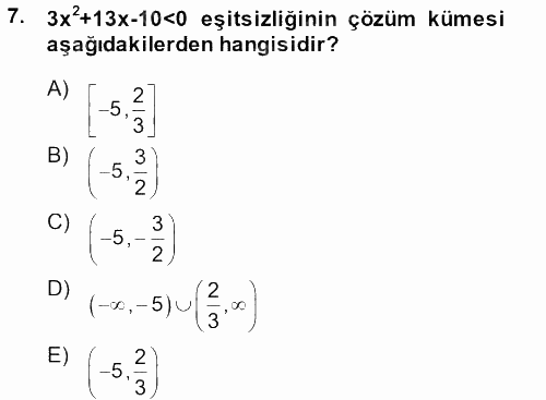 Genel Matematik 2014 - 2015 Ara Sınavı 7.Soru